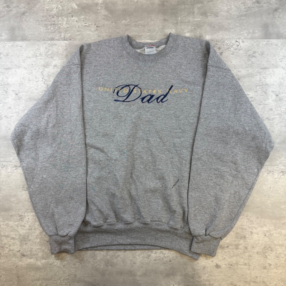 Vintage Soffe US Navy Dad Sweatshirt Mens Large Gray Crewneck Military Pullover
